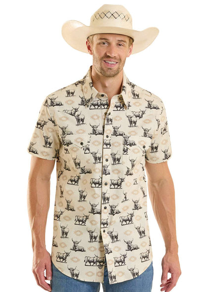 CAMISA DE HOMBRE DE MANGA CORTA CON ESTAMPADO NOVEDOSO TAN ROCK&ROLL - BMN3S08668