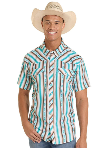 ROCK&ROLL SHIRT MENS TEK RIPSTOP STRIPES PRINT GREEN - BMN3S08686