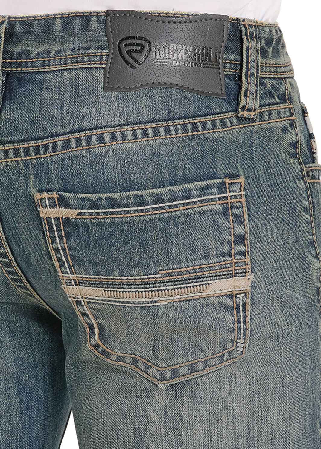 ROCK&ROLL MENS MEDIUN VINTAGE PISTOL STACKABLE BOOTCUT JEANS BMSPD08012