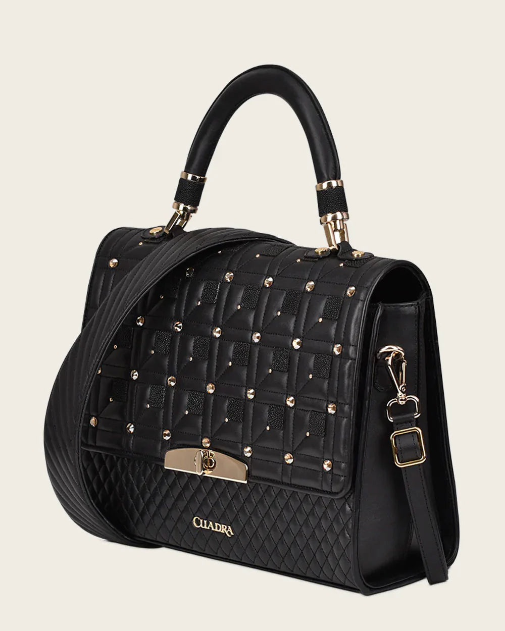 CUADRA BLACK STINGRAY EMBROIDERY HANDBAG