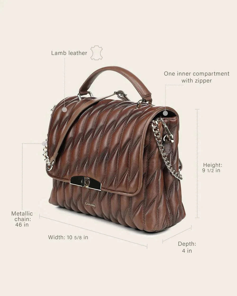CUADRA WOMEN HANDBAG BROWN LAMB EMBROIDERY -DU827 Laherradurawwnc.com