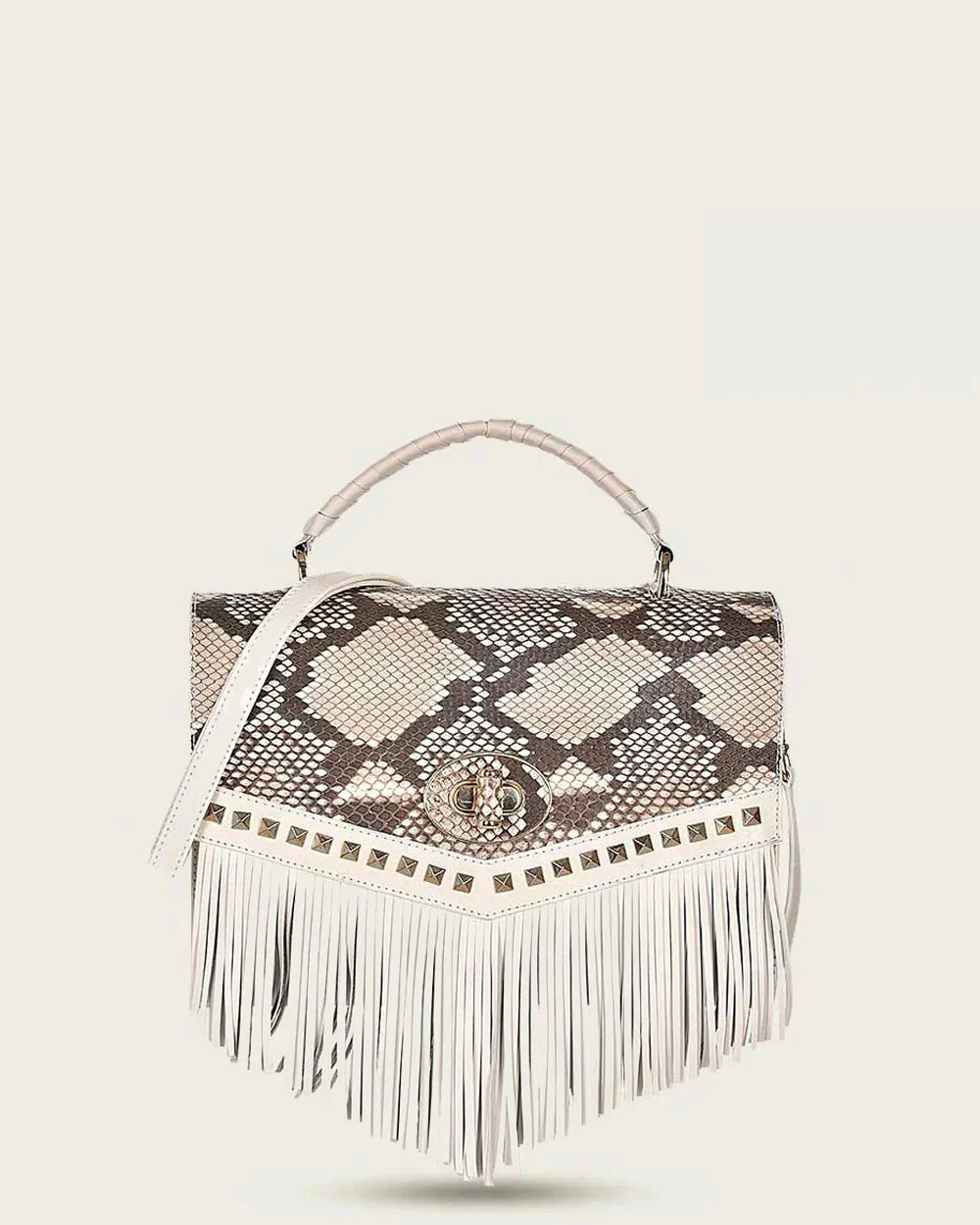 CUADRA HAND BAG PYTHON PLUNGE NATURAL STUD