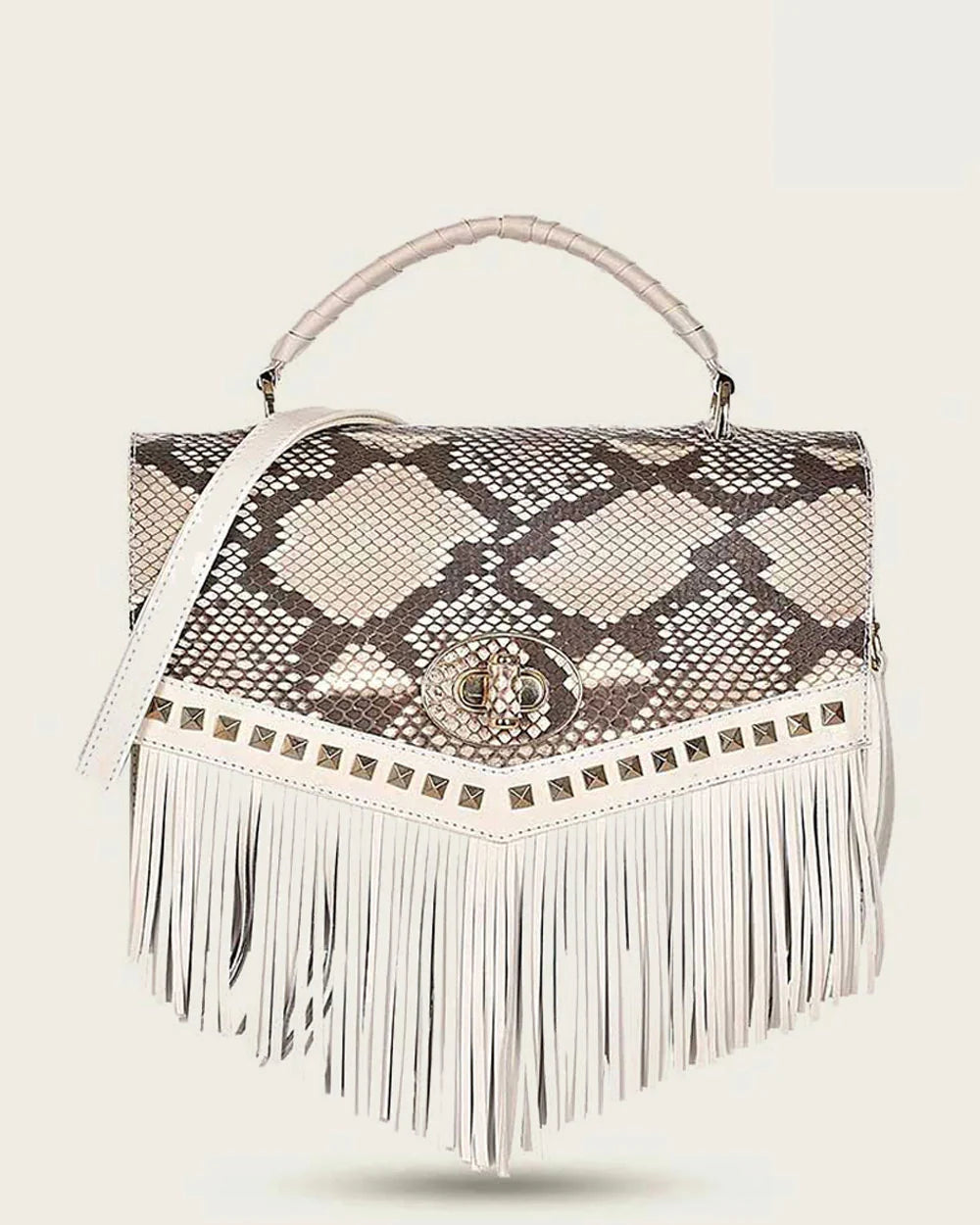 CUADRA HAND BAG PYTHON PLUNGE NATURAL STUD