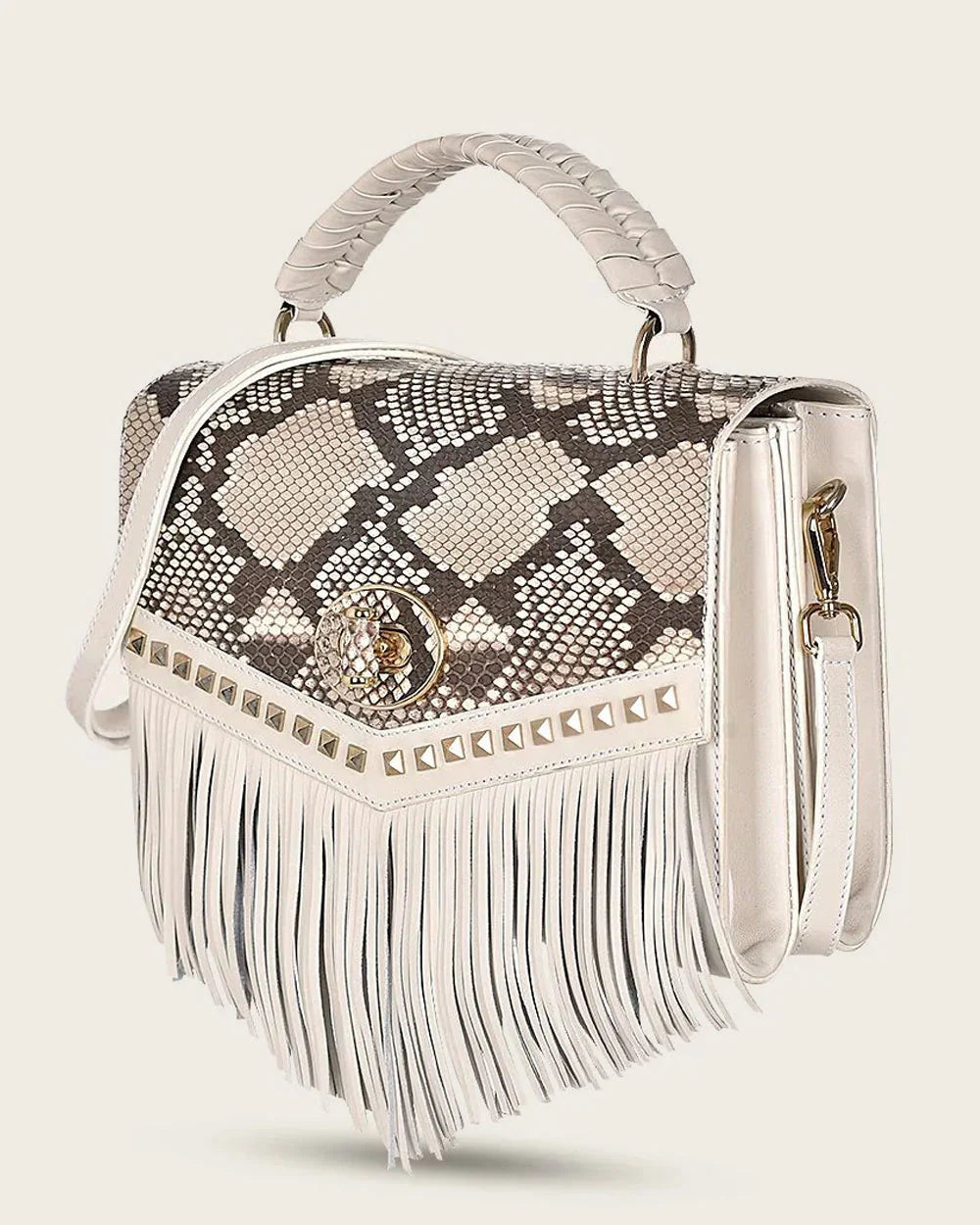 CUADRA HAND BAG PYTHON PLUNGE NATURAL STUD