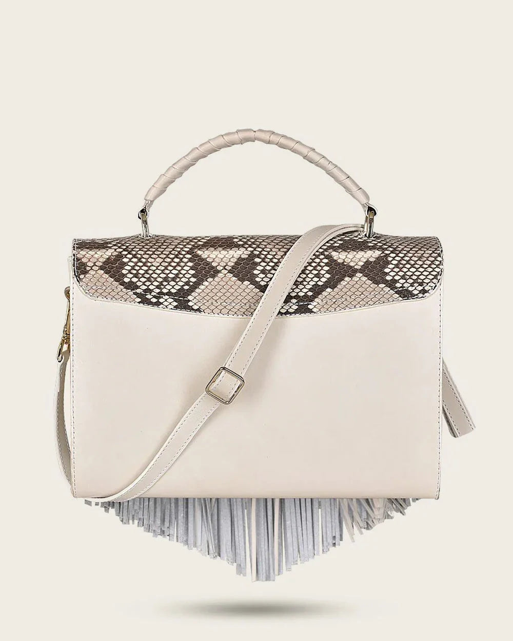 CUADRA HAND BAG PYTHON PLUNGE NATURAL STUD