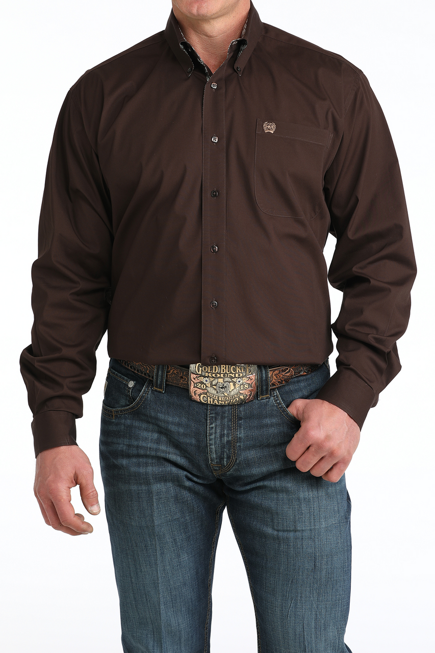 CINCH MENS SHIRT BROWN -MTW1106065