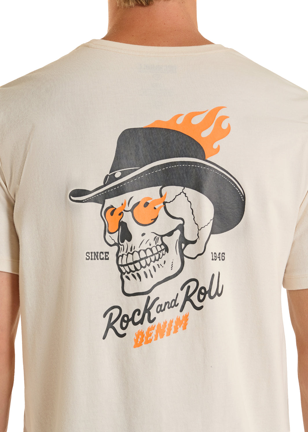 ROCK&ROLL MENS-UNISEX T-SHIRT SKULL GRAPHIC NATURAL - BU21T08866