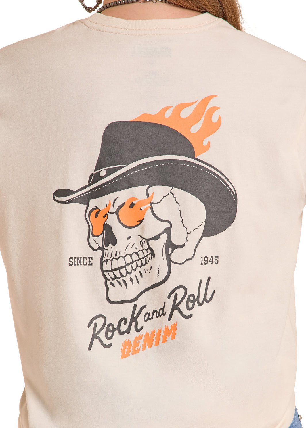 ROCK&ROLL MENS-UNISEX T-SHIRT SKULL GRAPHIC NATURAL - BU21T08866