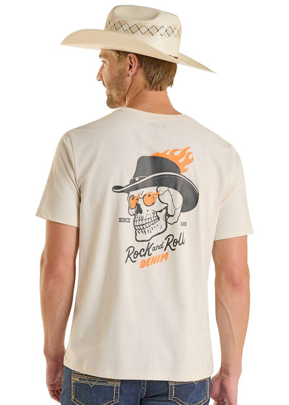 ROCK&ROLL MENS-UNISEX T-SHIRT SKULL GRAPHIC NATURAL - BU21T08866