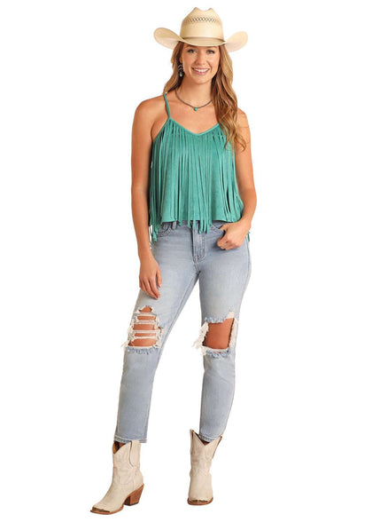Rock And Roll Green French Tank Top Shirt BW20T06236