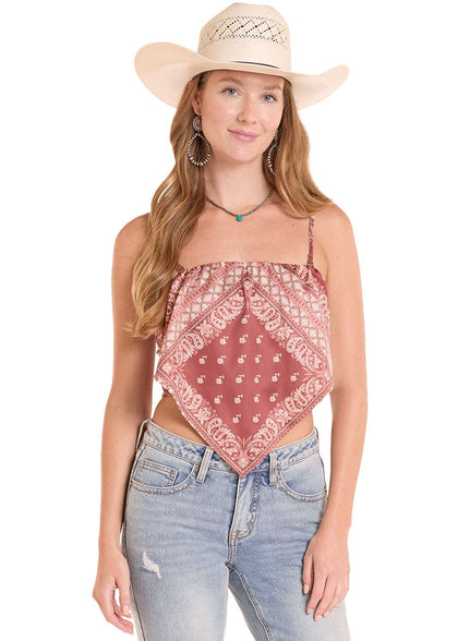 ROCK&ROLL BURGUNDY WOMEN BANDANA TANK TOP - BW20T08808