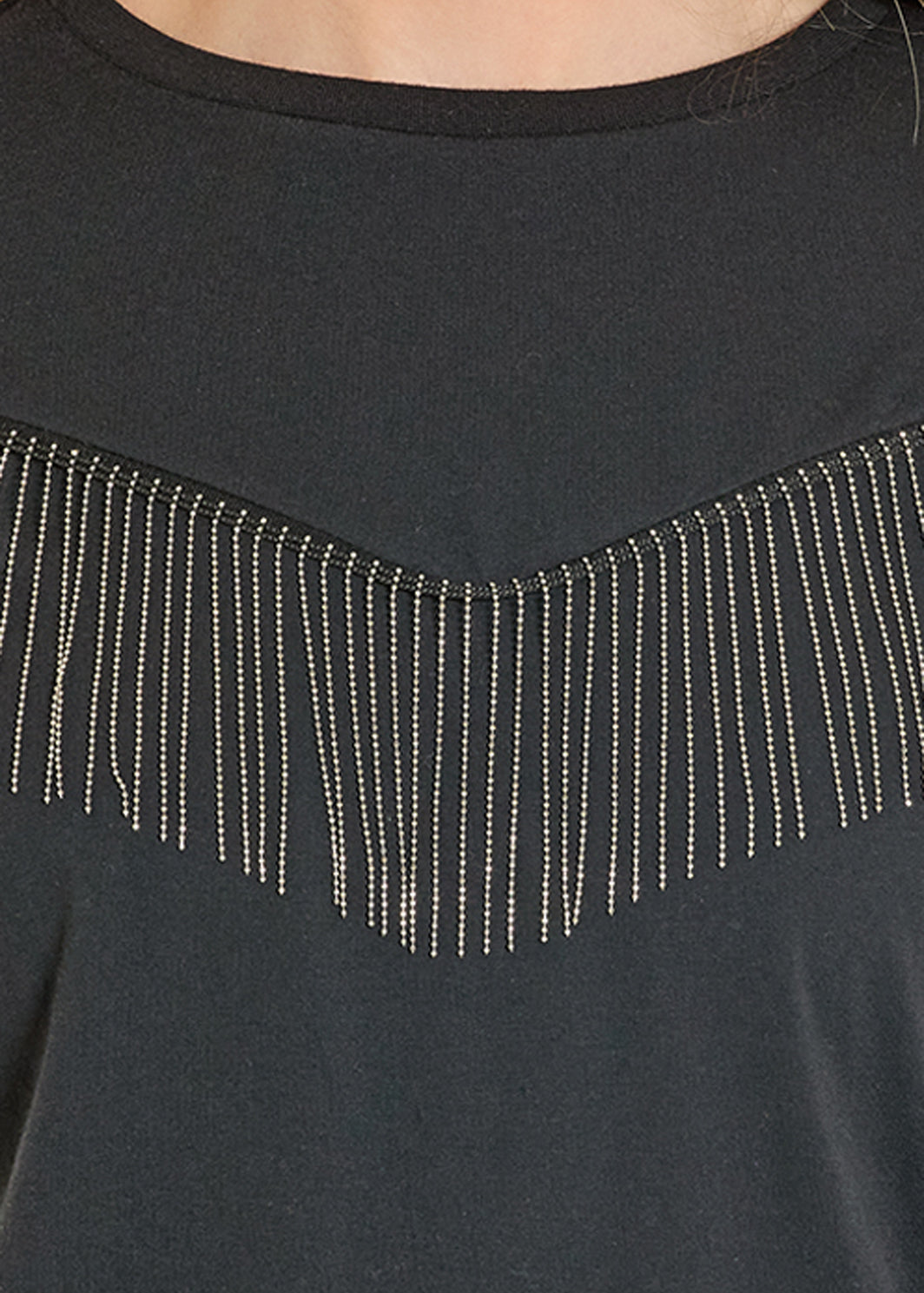 ROCK&ROLL CHAIN FRINGE TEE BLACK BW21T08128