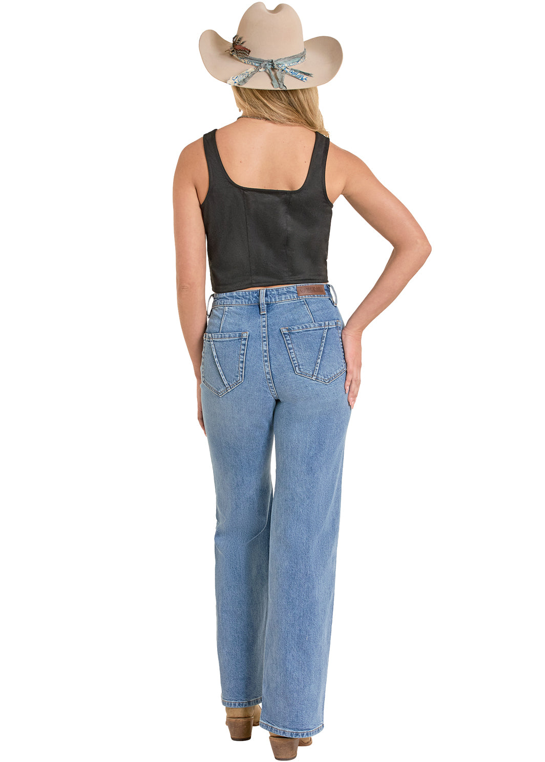 ROCK & ROLL WOMEN TOP BLACK EMBROIDERED MICROSUEDE BW50T08082