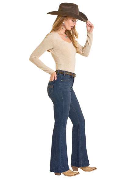 ROCK&ROLL WOMEN DARK WASH TROUSER -BW5HD07210