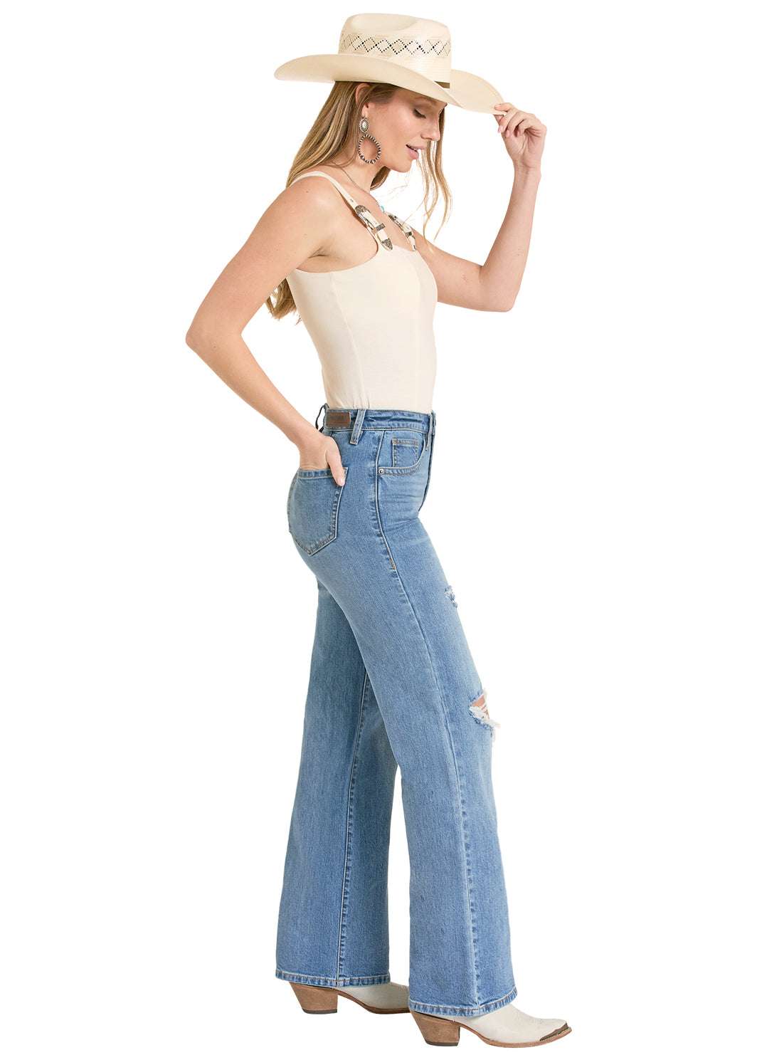 ROCK&ROLL WOMEN HIGH RISE WIDE LEG MEDIUM WASH - BW6HD08496 Laherradurawwnc.com