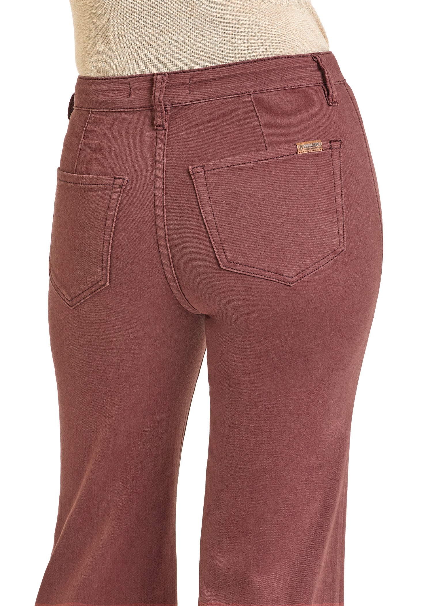 ROCK&ROLL WOMWNS BARGAIN BUTTON BELL WINE JEANS-BW8PD07186