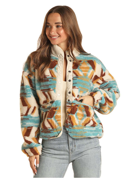 Chaqueta polar azteca negra para mujer Rock&amp;Roll 