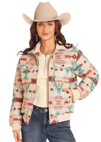 CAZADORA BOMBER DE JACQUARD ROCK&ROLL MUJER NATURAL BW92C04331