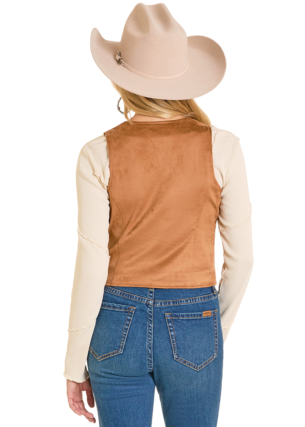 ROCK&ROLL WOMEN EMBROIDERED MICROSUEDE VEST CAMEL BW98C07762