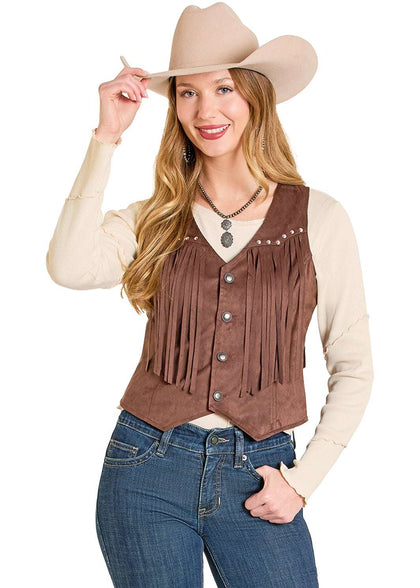 CHALECO CUELLO BORDADO MUJER ROCK&ROLL MARRÓN OSCURO BW98C07788