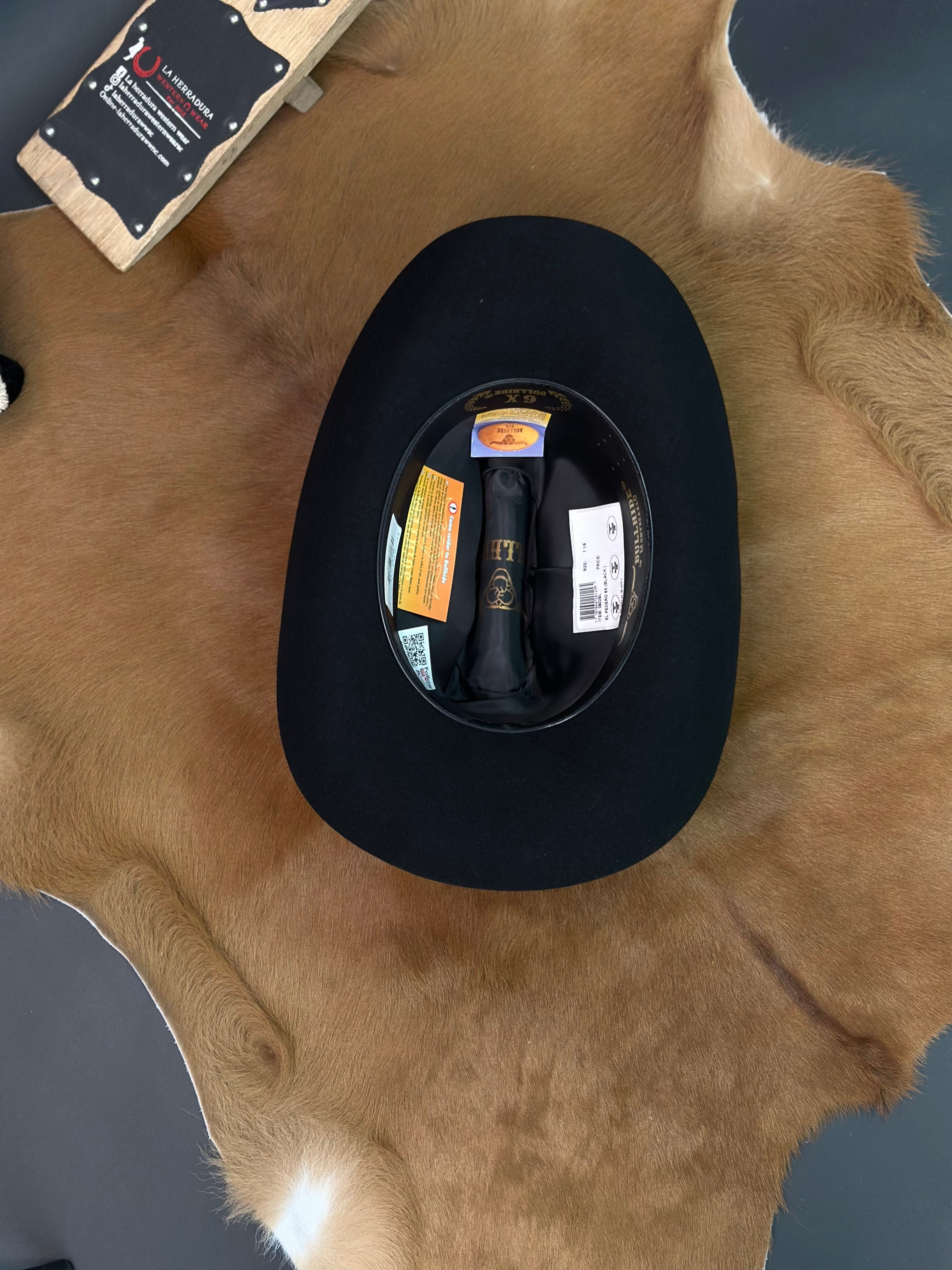 BLACK EL PEDERO BULLHIDE 6X FELT HAT