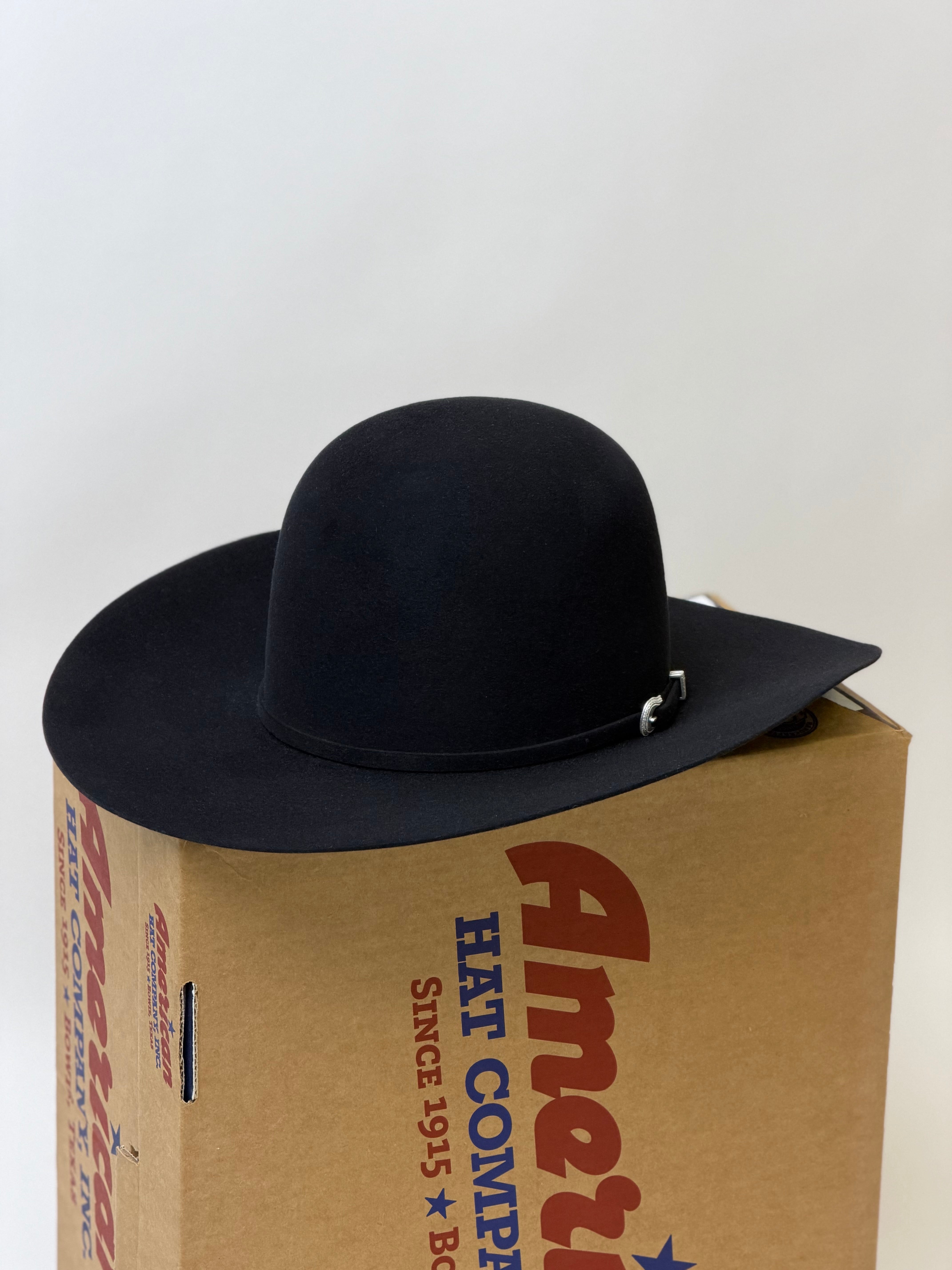 7X American Felt Hat Black Open Crown