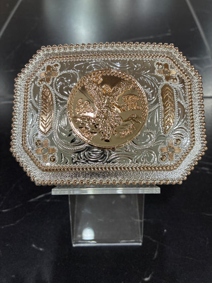 SQUARE BUCKLE CENTENARIO GOLD SILVER