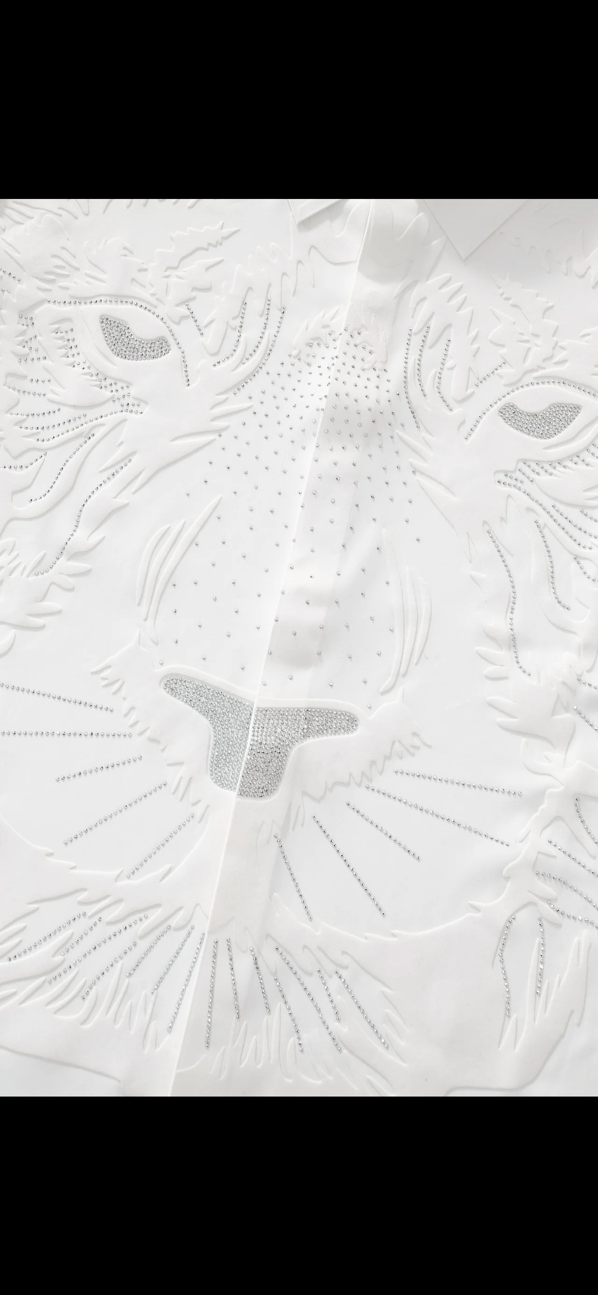BAROCCO WHITE & SILVER LION LONG SLEEVE SHIRT - B316