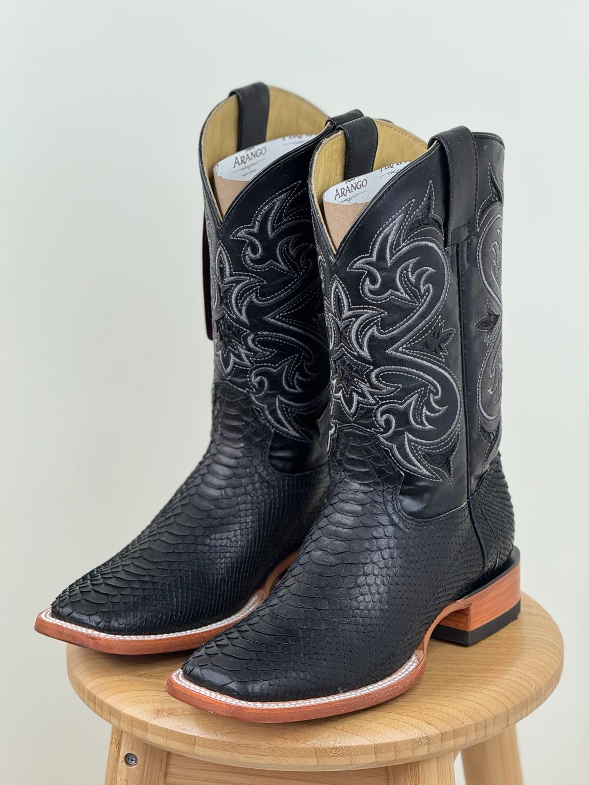 BOTAS ARANGO PRO-RODEO EXOTIC COCO BELLY NEGRO