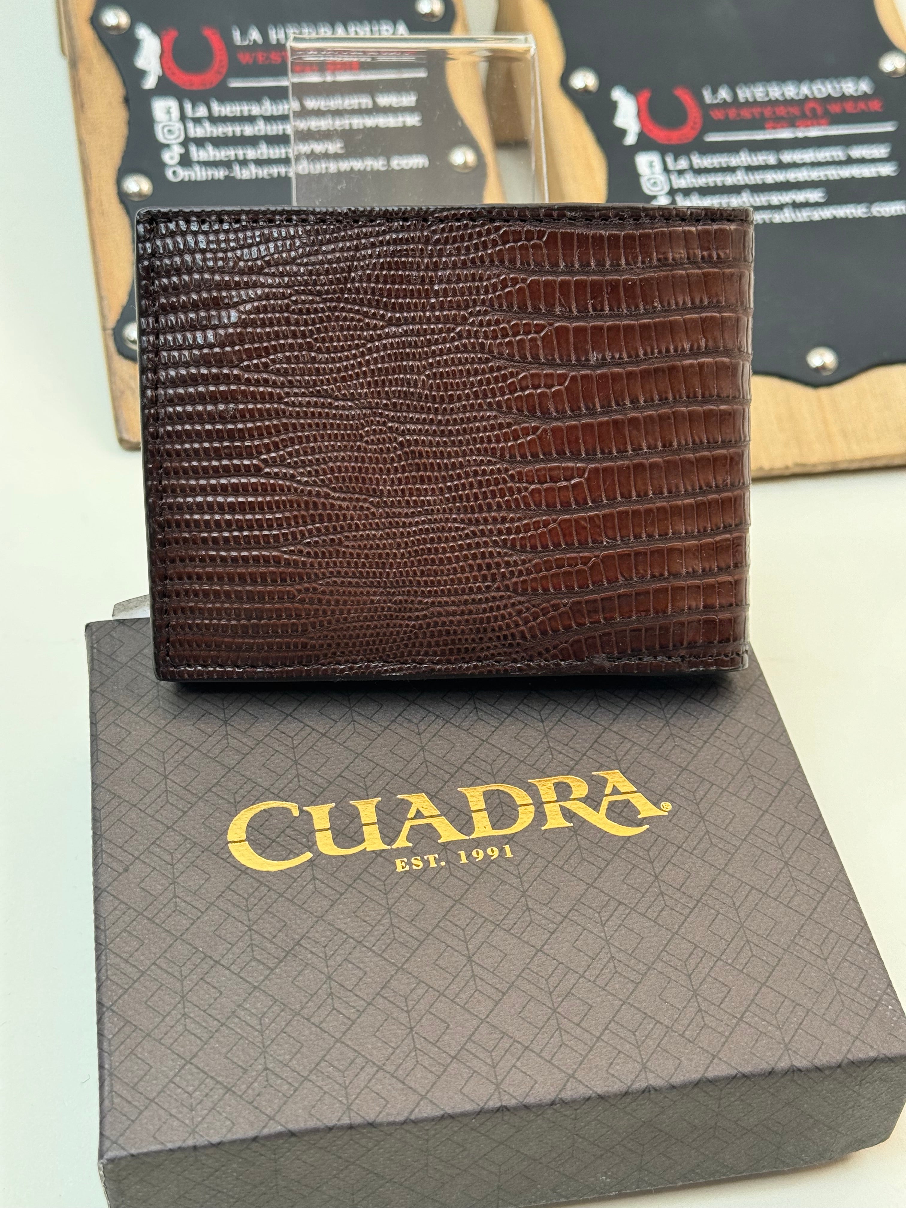 CUADRA EXOTIC LIZARD TEJU BROWN WALLET