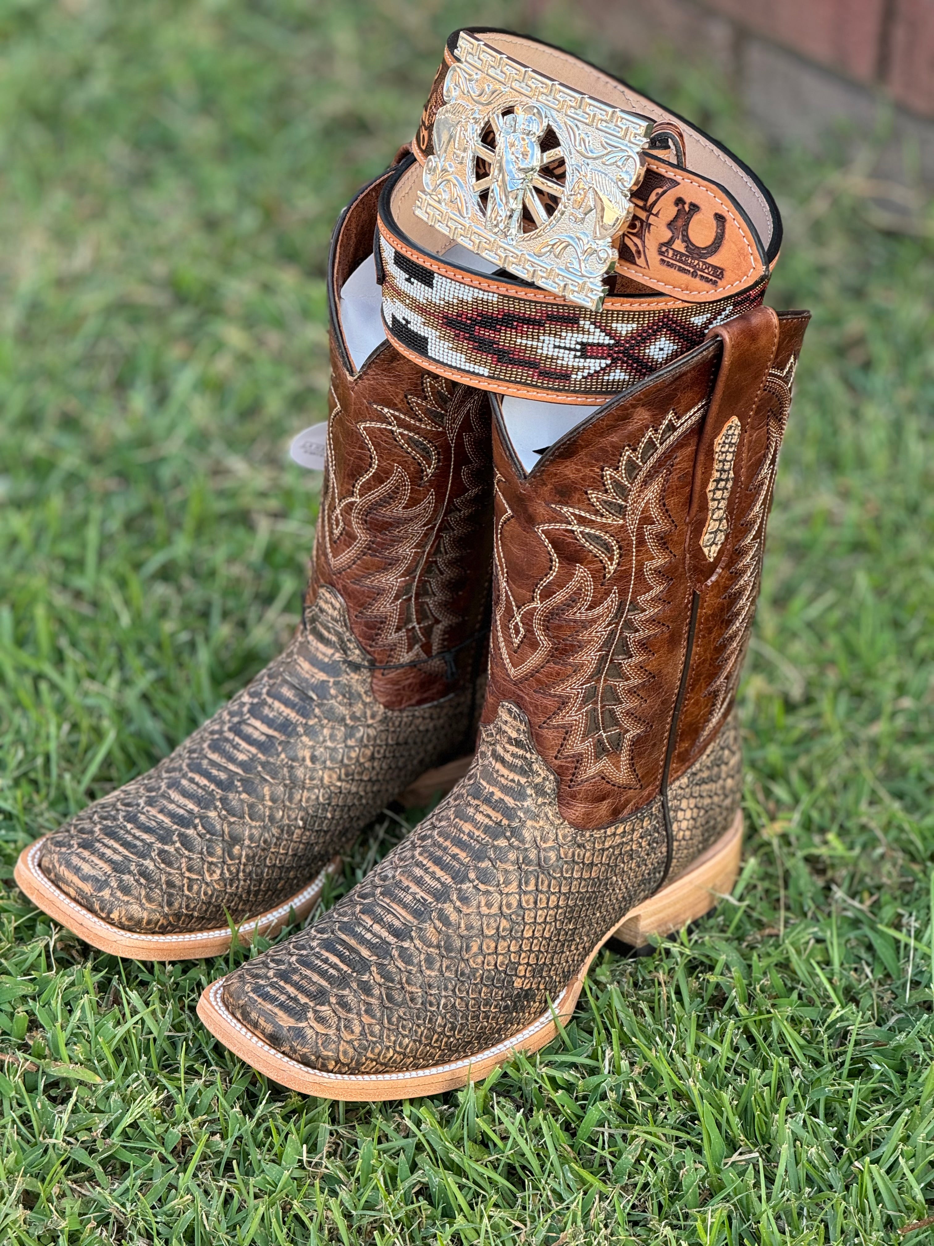 LA HERRADURA WESTERN WEAR PYTHON UMBER APACHE BOOTS