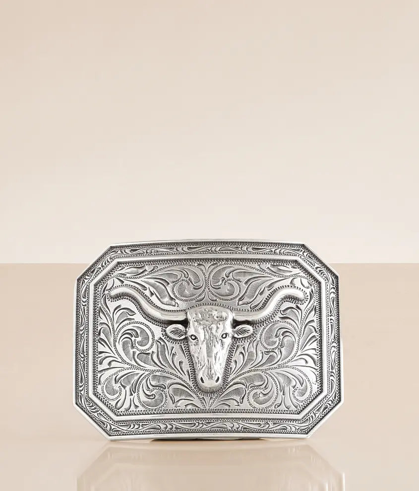 ARIAT RECTANGLE BUCKLE SILVER LONGHORN - A37008