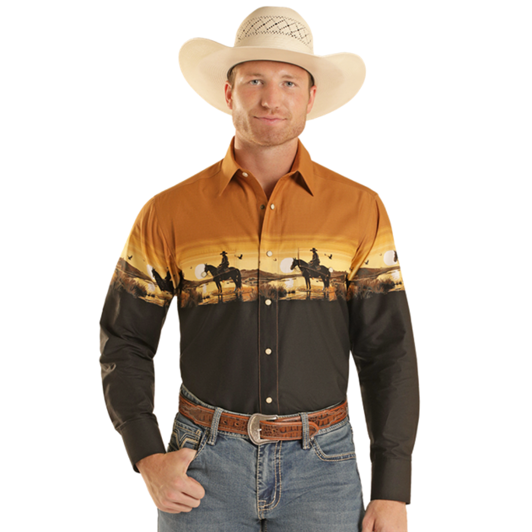 PANHANDLE LONGSLEEVE MENS SS SNAP MV FIT BLACK -SMN2S08942