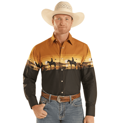 PANHANDLE CAMISA MANGA LARGA HOMBRE CIERRE A PRESIÓN AJUSTE CLÁSICO NEGRO -SMN2S08942