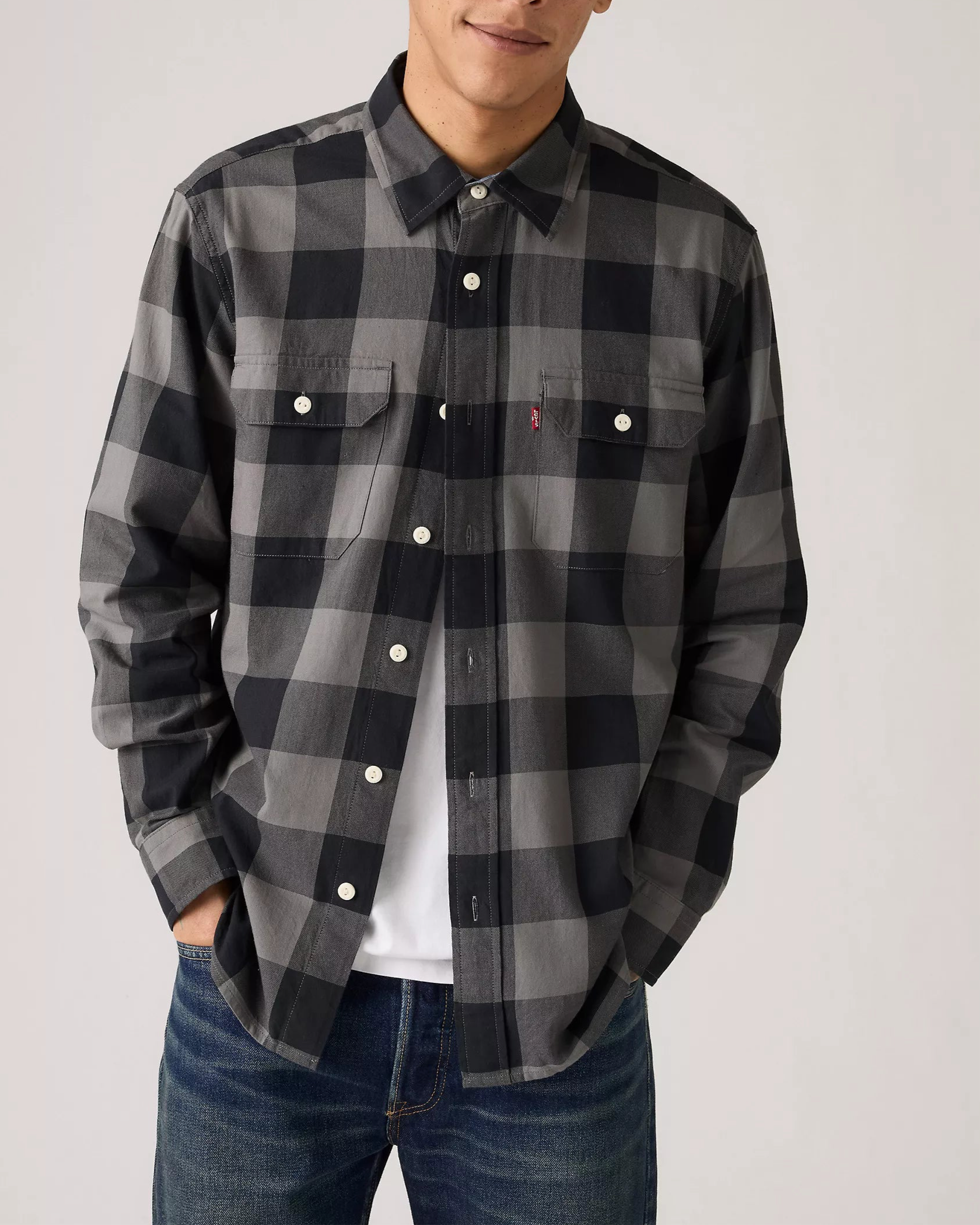 LEVI'S MENS BLACK AND GREY SHIRT LONG SLEEVE 195870351