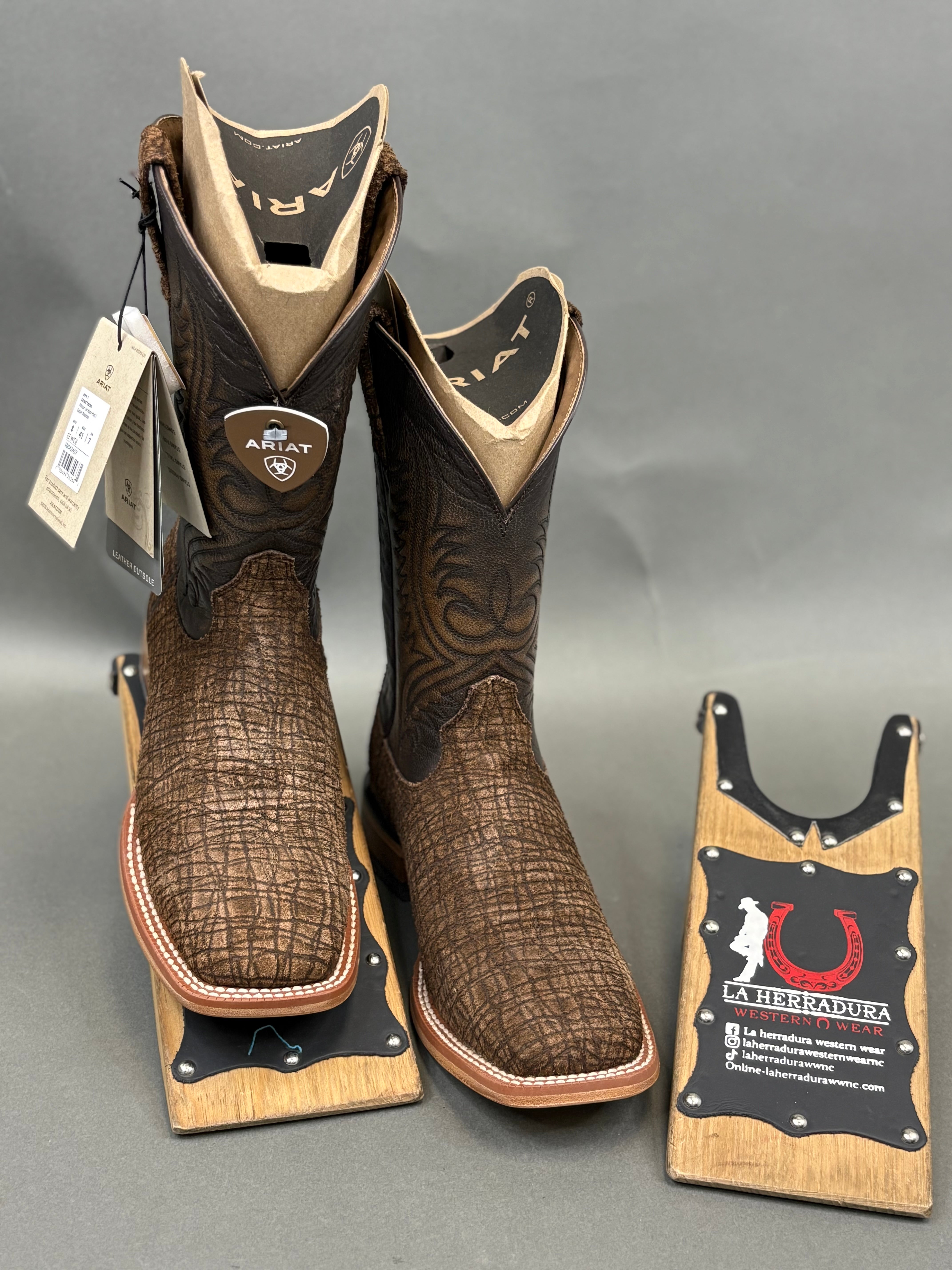 MENS ARIAT ANTIQUE TAN HIPPO PRINT