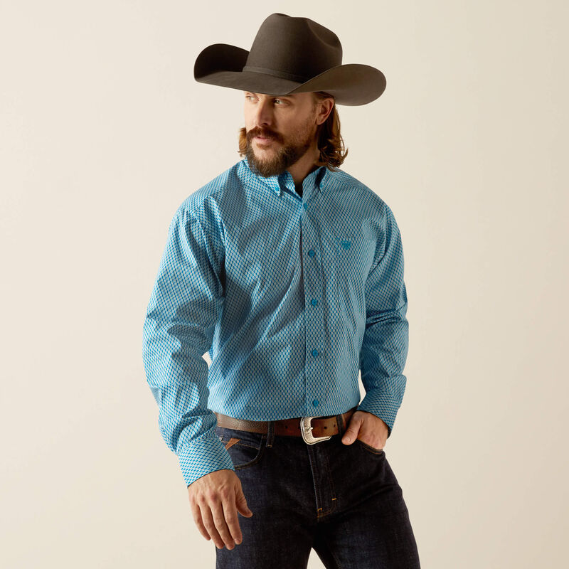 Ariat Johnson Long Sleeve Shirt Blue Classic Fit - 3897