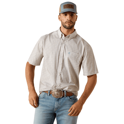 ARIAT MEN WF CHRIS SS SHRT WHITE GEO PRINT 10071739