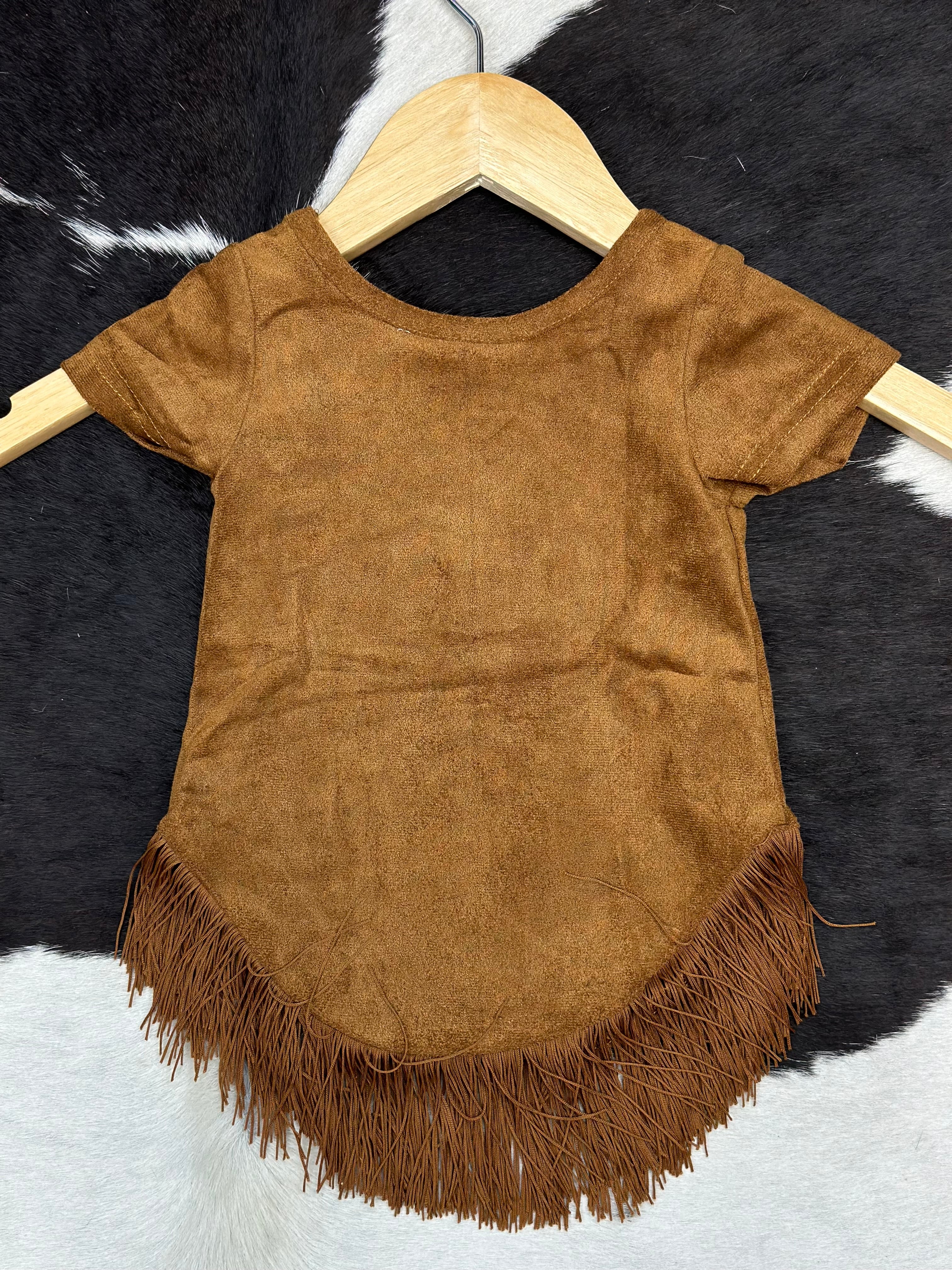 SHEA BABY BROWN SUEDE DRESS FRINGE