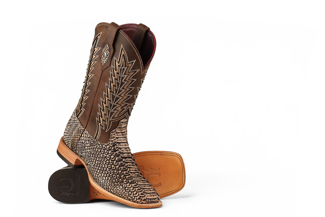 LA HERRADURA LH010 MEN’S BOOTS EXOTIC-RANCHERA PYTHON ORIX NOBUCK SQ TOE EE