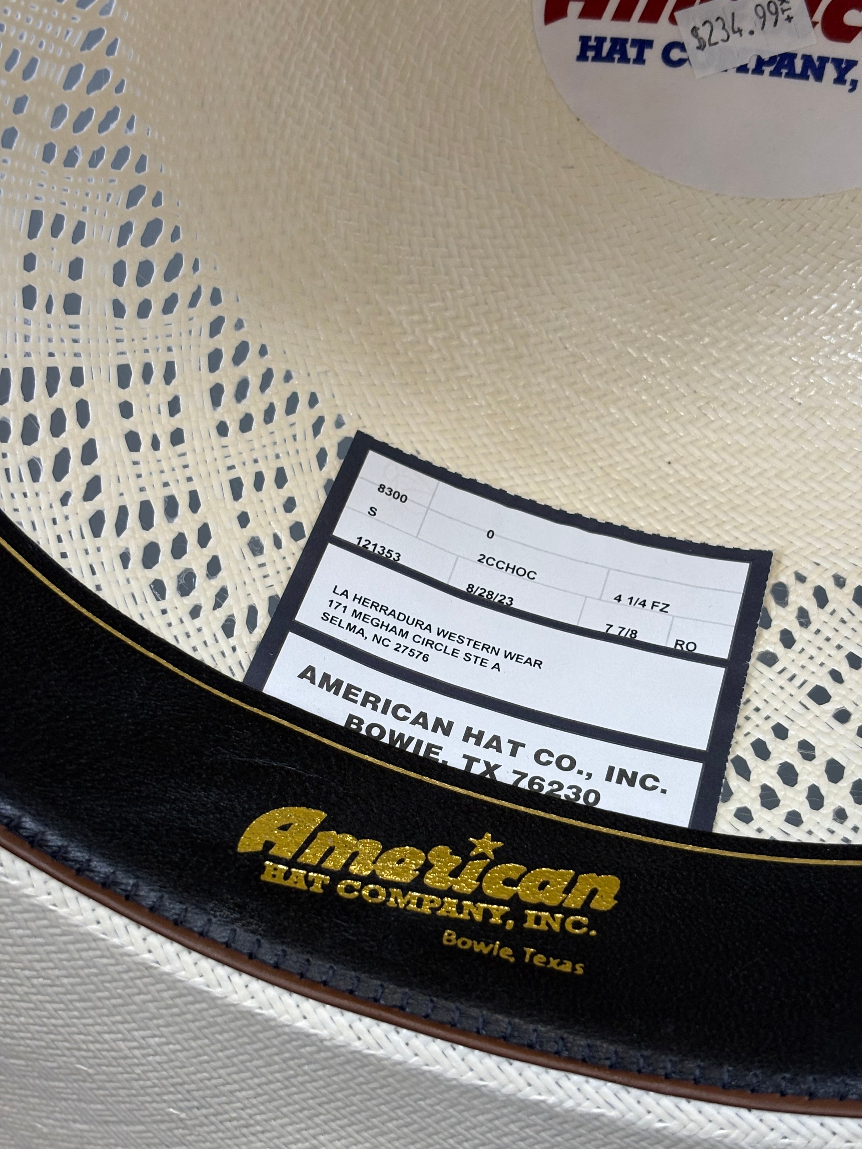 AMERICAN HAT OPEN CROWN STRAW HAT STYLE 8300