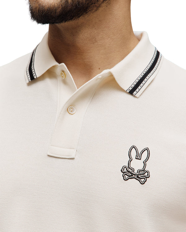 PSYCHO BUNNY JOE PIQUE BONE WHITE POLO - MT0100125