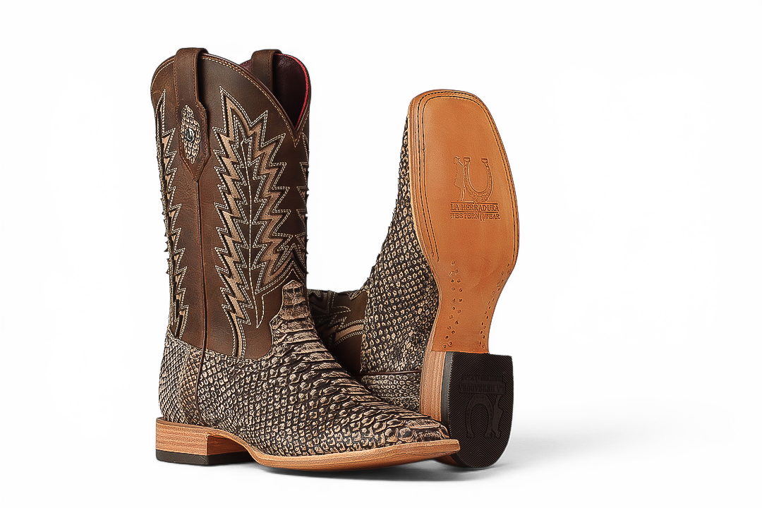LA HERRADURA LH010 MEN’S BOOTS EXOTIC-RANCHERA PYTHON ORIX NOBUCK SQ TOE EE