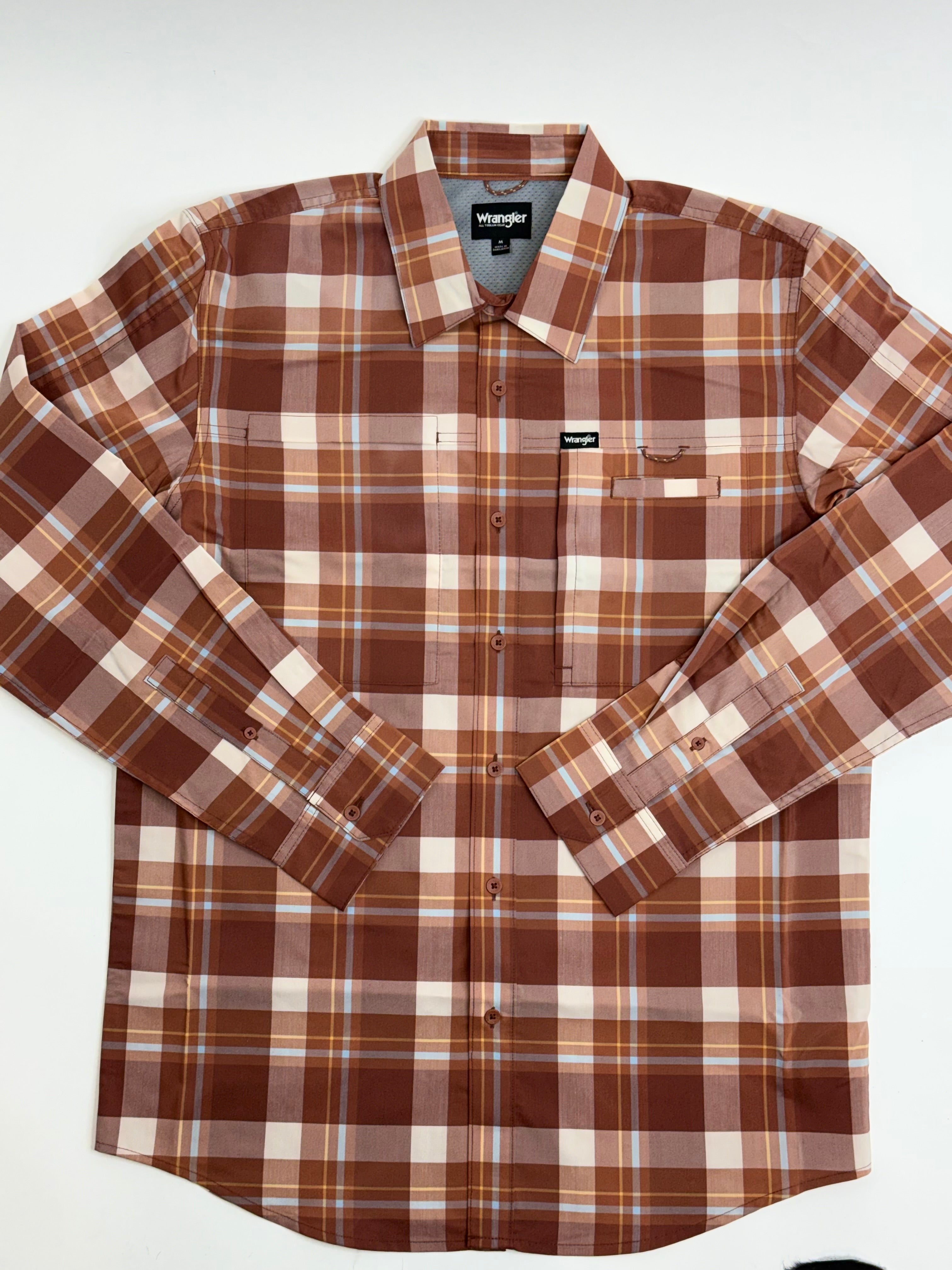 MEN'S WRANGLER ALL TERRAIN BROWN SHIRT - 112375100