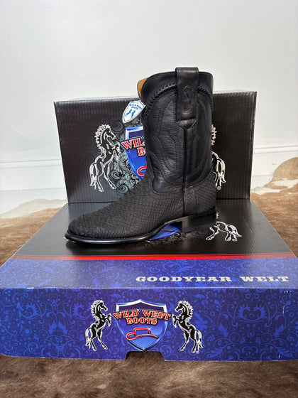 WILD WEST ROPER BOOT PYTHON NOBUCK BLACK 2691ZN5707
