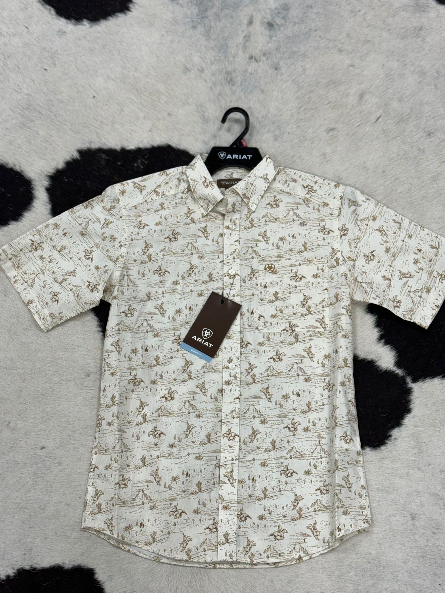 ARIAT EDISON TAN PRINT SHORT SLEEVE SHIRT