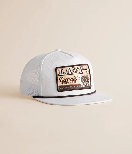 LAZY J RANCH CAP WHITE BROWN COOL FRONT ROPE TRUCKER HAT
