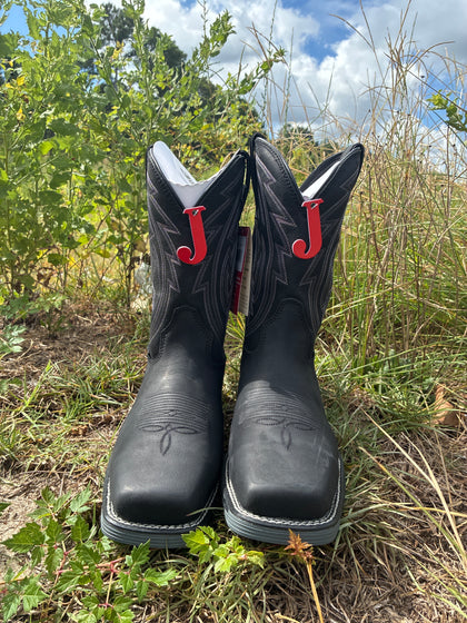 JUSTIN MENS STEEL TOE WORK BOOT LYTLE BLACK COWHIDE MV4589