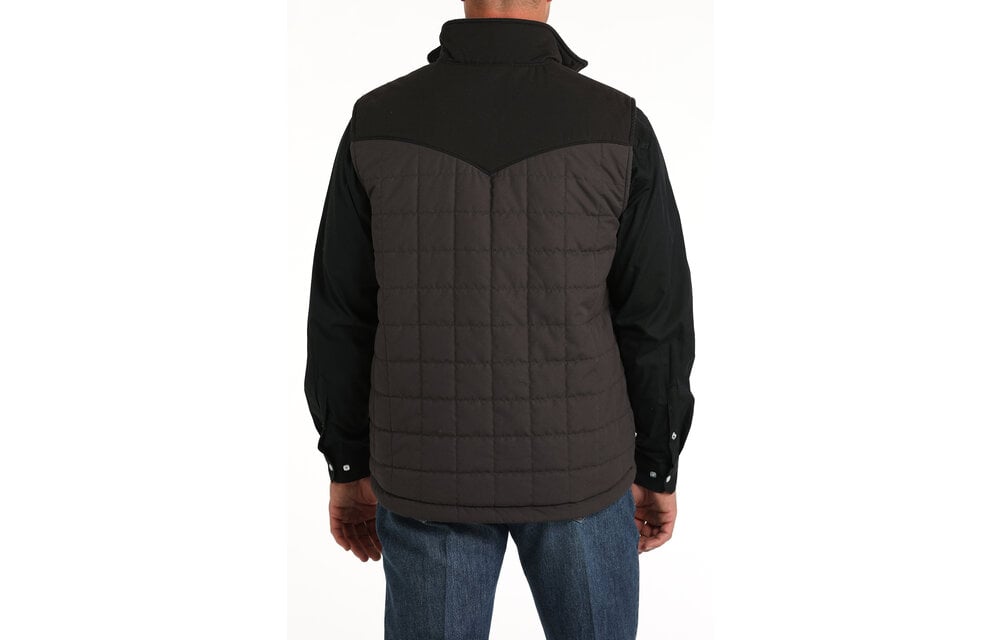 MENS CINCH REVERSIBLE VEST CHARCOAL AND BROWN