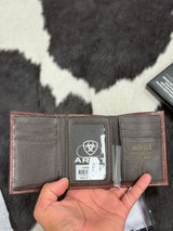 ARIAT TRI-FOLD WALLET BROWN HAND TOOLED